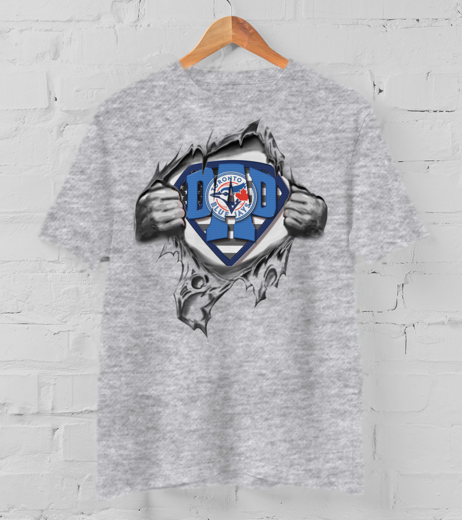SUPERDAD Toronto Blue Jays Logo Superman Style Tear Open T-Shirt