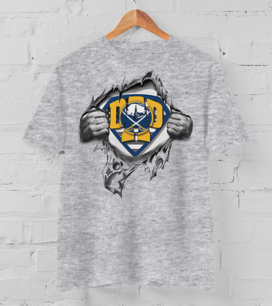 SUPERDAD Buffalo Sabres Logo Comic Ripped Shield T-Shirt
