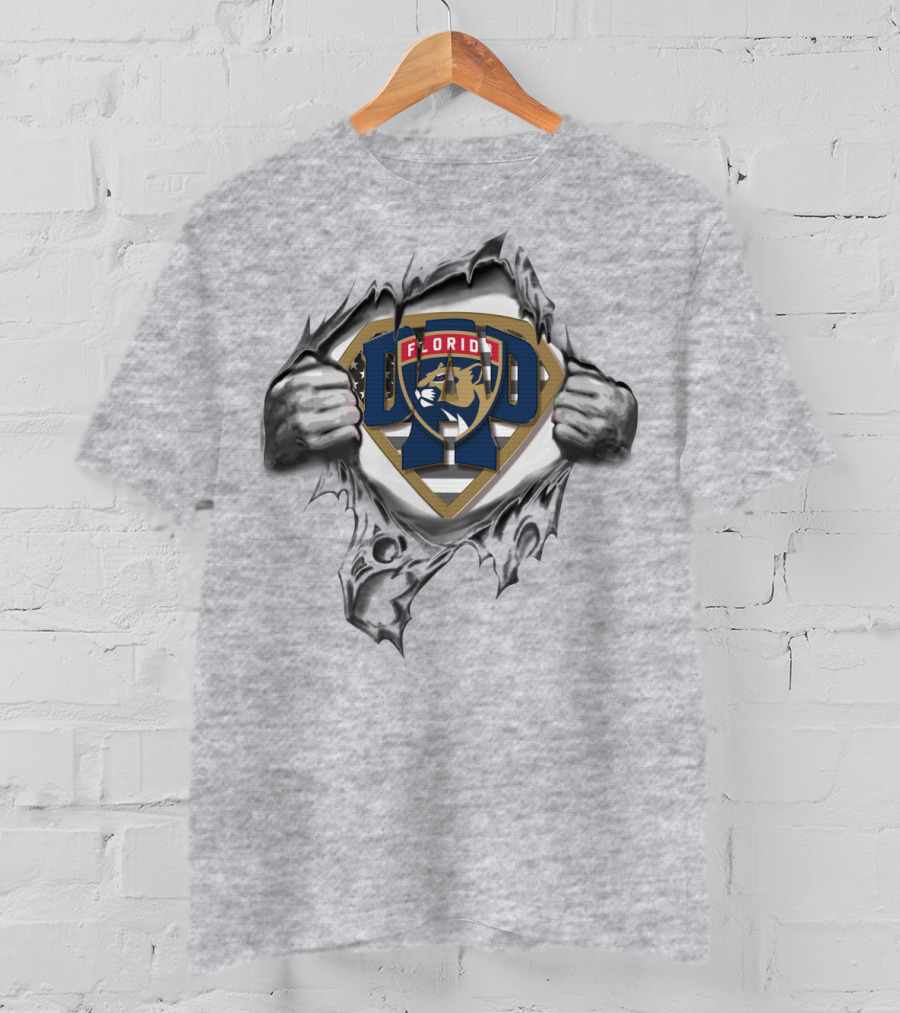 SUPERDAD Florida Panthers Logo Shield Dad Superhero T-Shirt