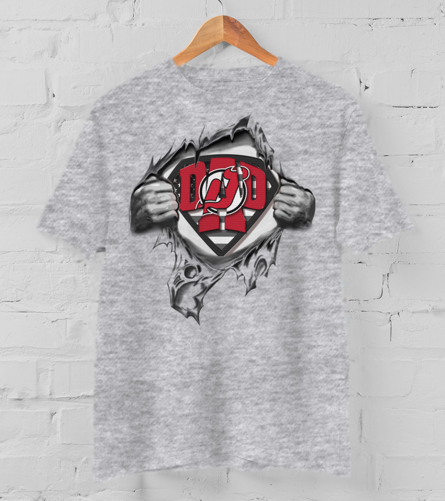 SUPERDAD New Jersey Devils Logo Superhero Theme Rip T-Shirt