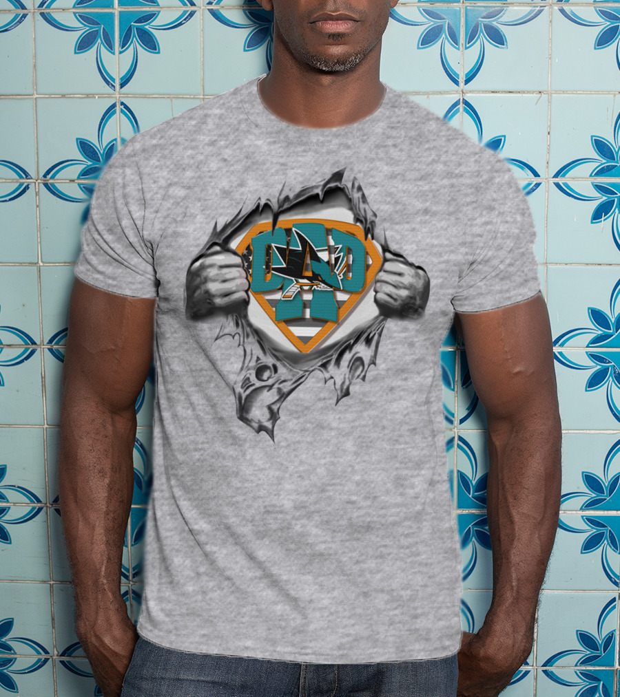 SUPERDAD San Jose Sharks Logo Inside Superman Shield T-Shirt