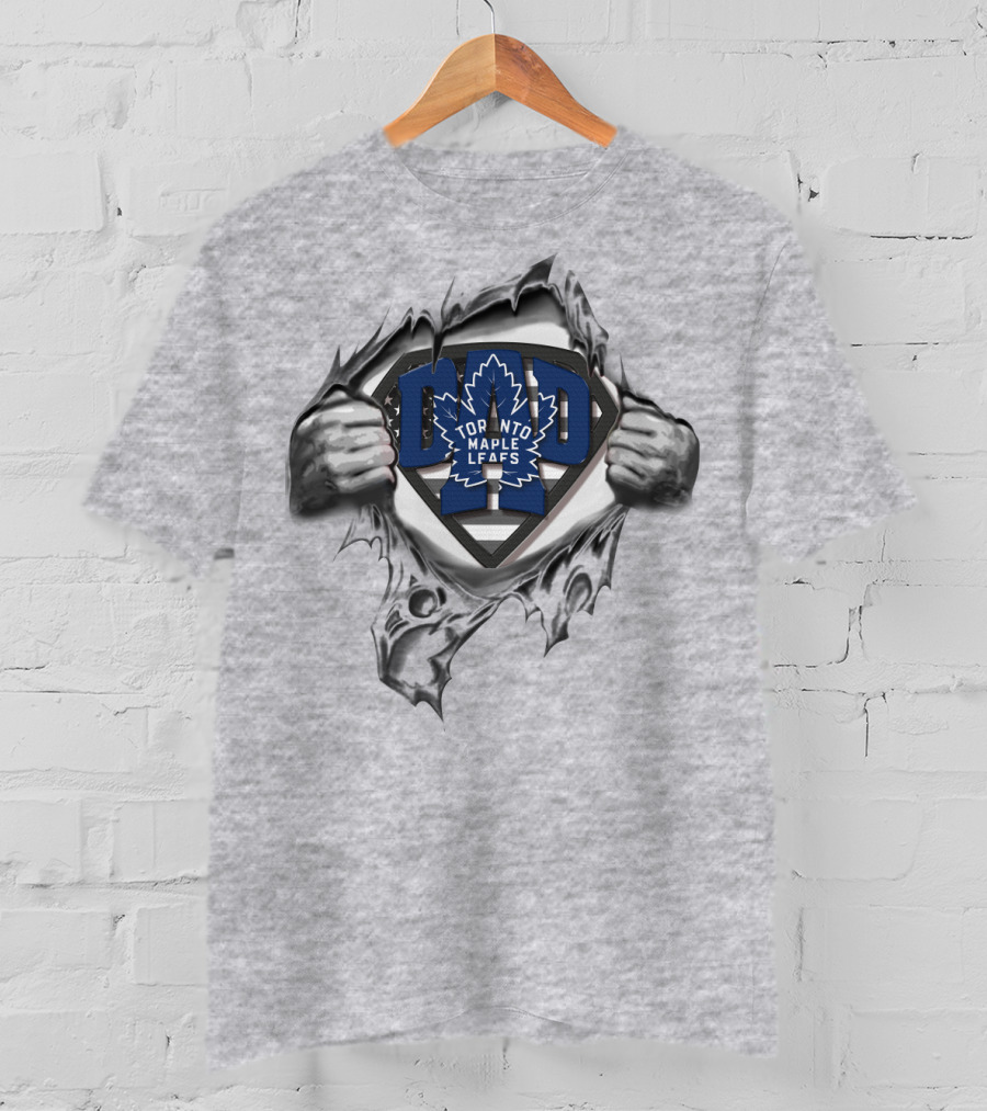 SUPERDAD Toronto Maple Leafs Dad Logo Emblem Tear Open Chest T-Shirt