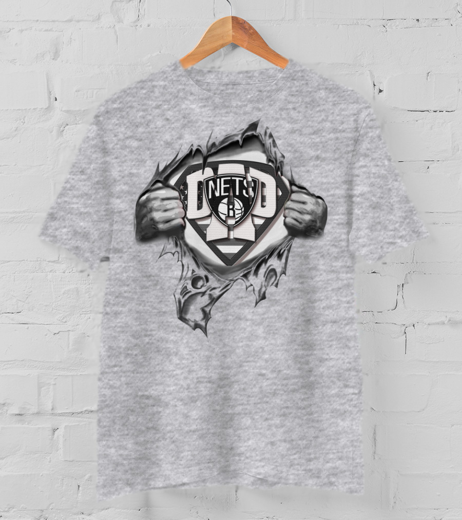SUPERDAD Brooklyn Nets Logo Superhero Tear T-Shirt