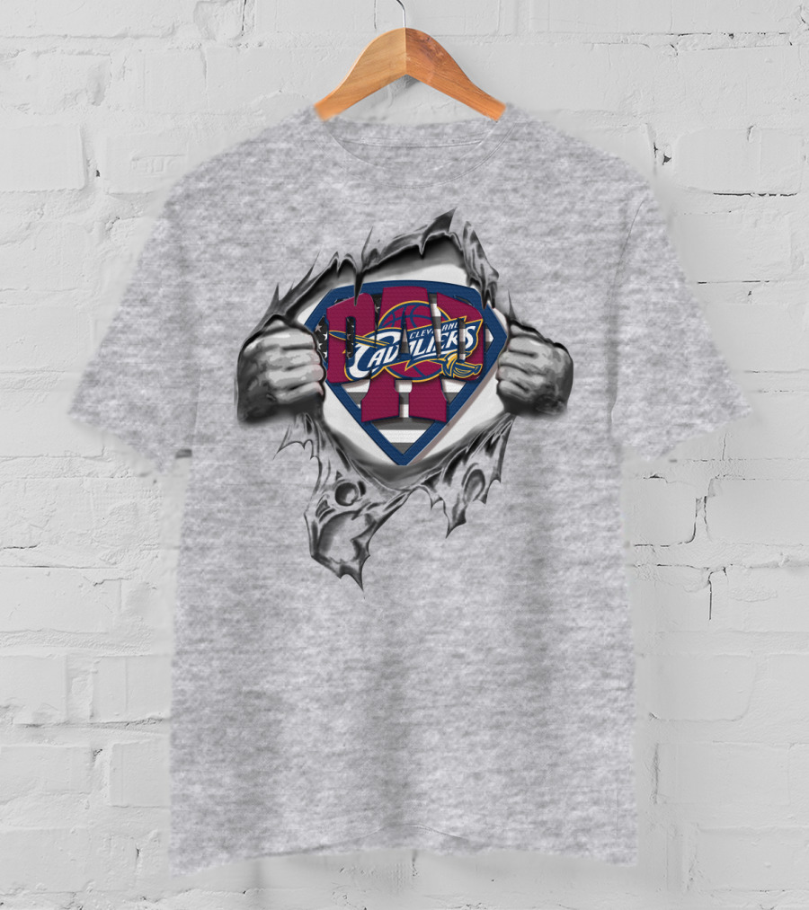 Cleveland Cavaliers SUPERDAD Emblem With Ripped Chest T-Shirt