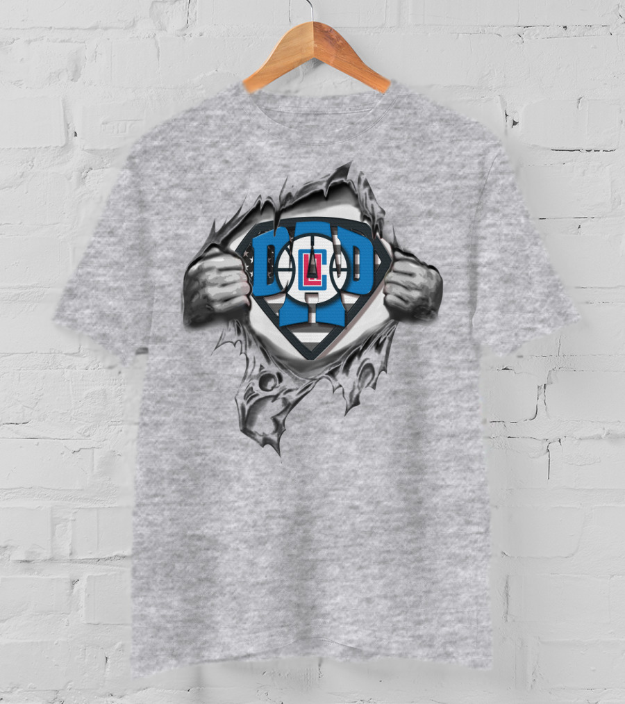 SUPERDAD Los Angeles Clippers Logo Superman Parody Peeling Chest T-Shirt