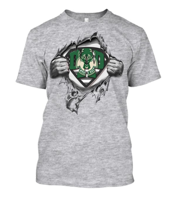 SUPERDAD Milwaukee Bucks Hero Logo Tear Open T-Shirt