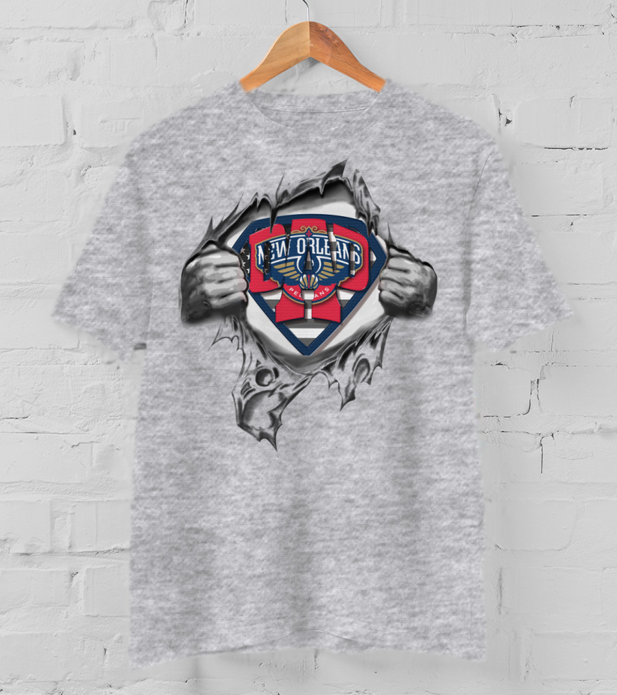 SUPERDAD New Orleans Pelicans Ripped Superman Logo Fan T-Shirt