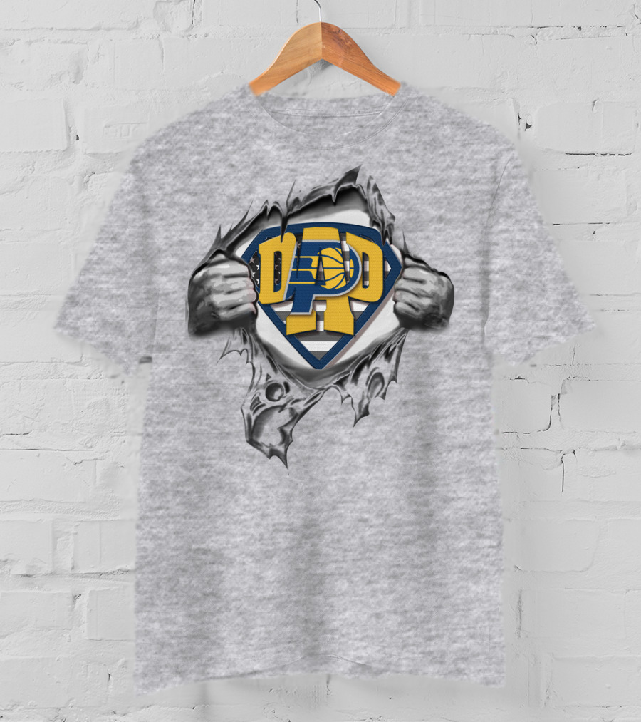 SUPERDAD Pacers DAD Basketball Emblem Rip T-Shirt