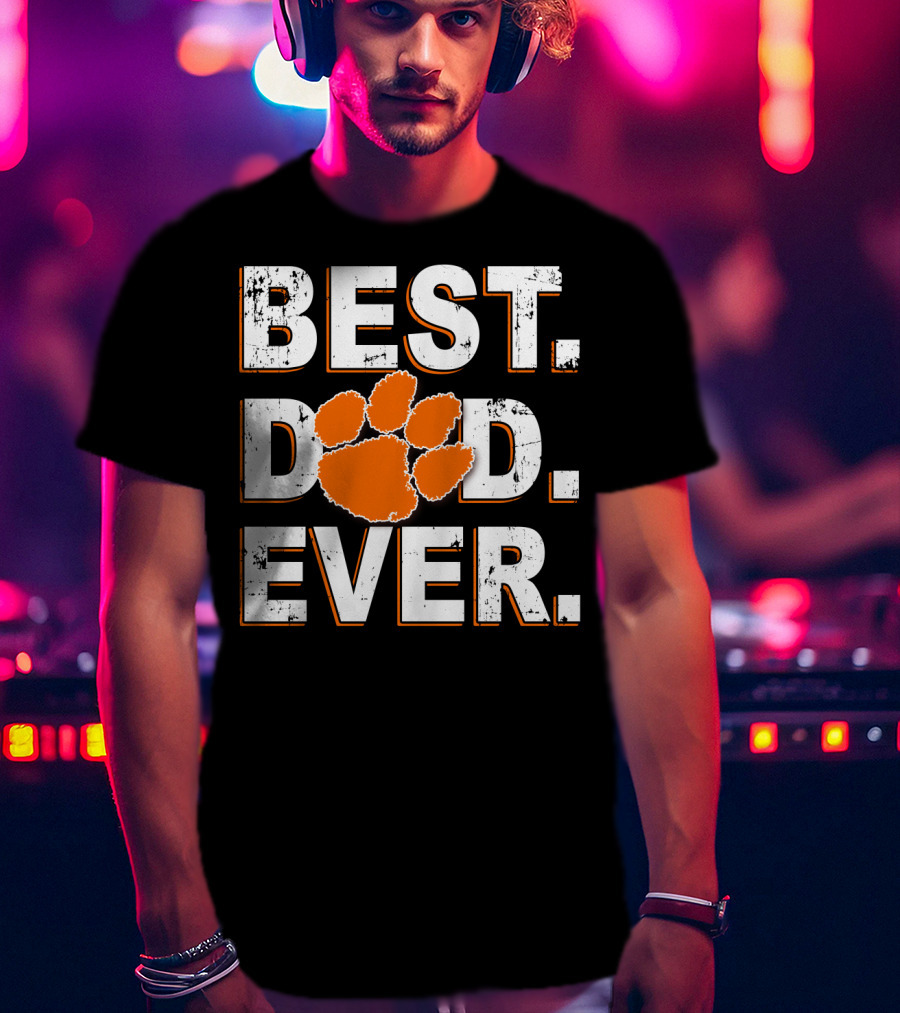Best Dad Ever Clemson Tigers Paw T-Shirt