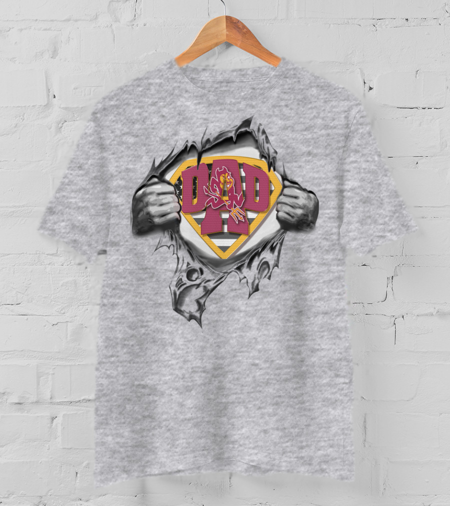 Superdad Arizona State Sun Devils Logo Hero Torn Chest T-Shirt