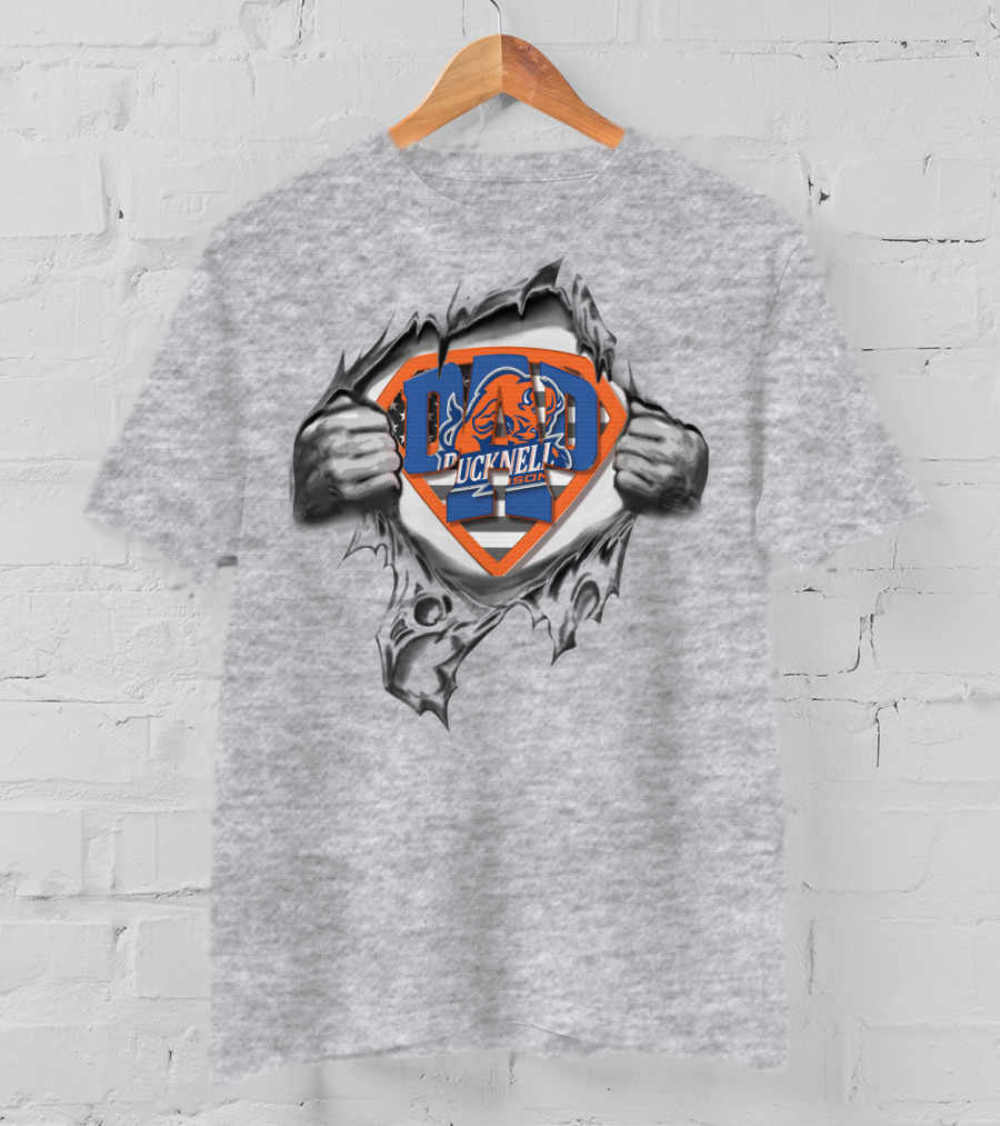 Superdad Bucknell Bison Logo With Superhero Hands T-Shirt