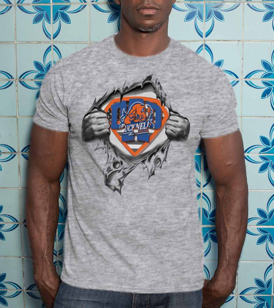 Superdad Bucknell Bison Logo With Superhero Hands T-Shirt