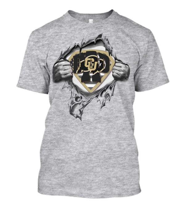 Superdad Colorado Buffaloes Logo With Dad Superhero T-Shirt