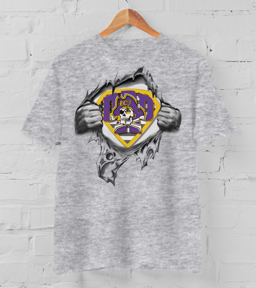 East Carolina Pirates Superdad ECU Skull Logo Hero T-Shirt
