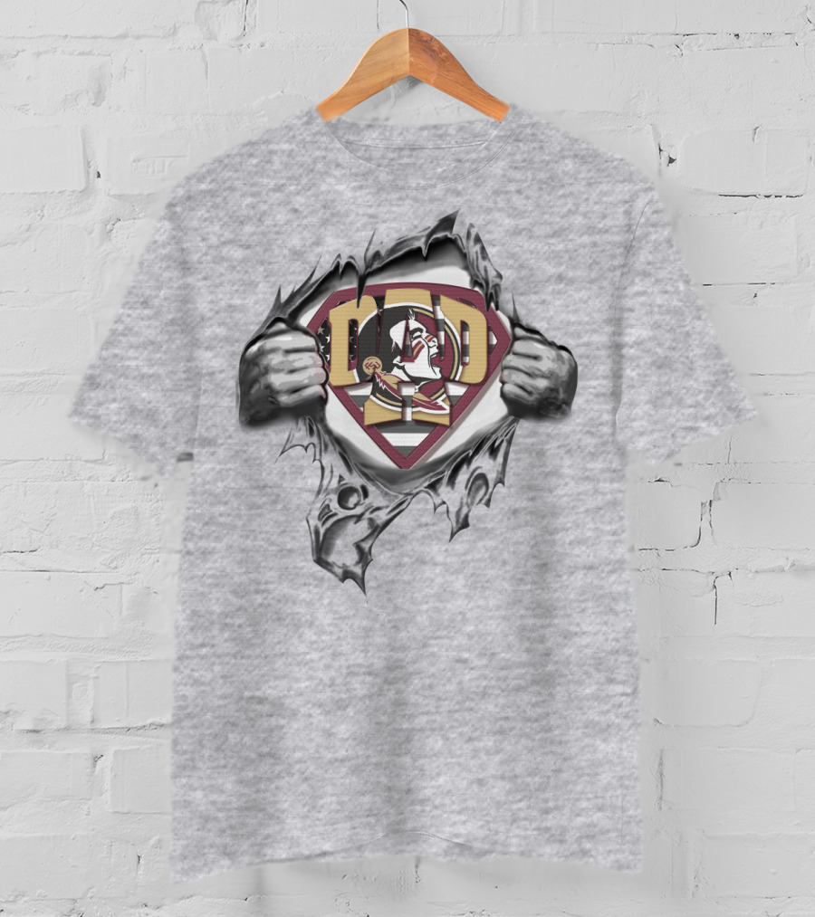Superdad Florida State Seminoles Dad Logo Tear T-Shirt