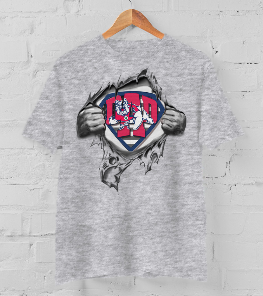 Superdad Fresno State Bulldogs Logo S Shield Ripped Chest T-Shirt