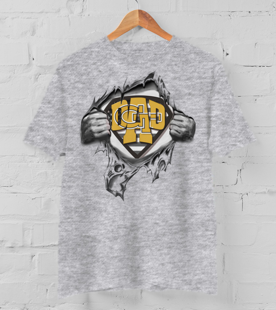 Georgia Tech Yellow Jackets Superdad Logo Superman T-Shirt