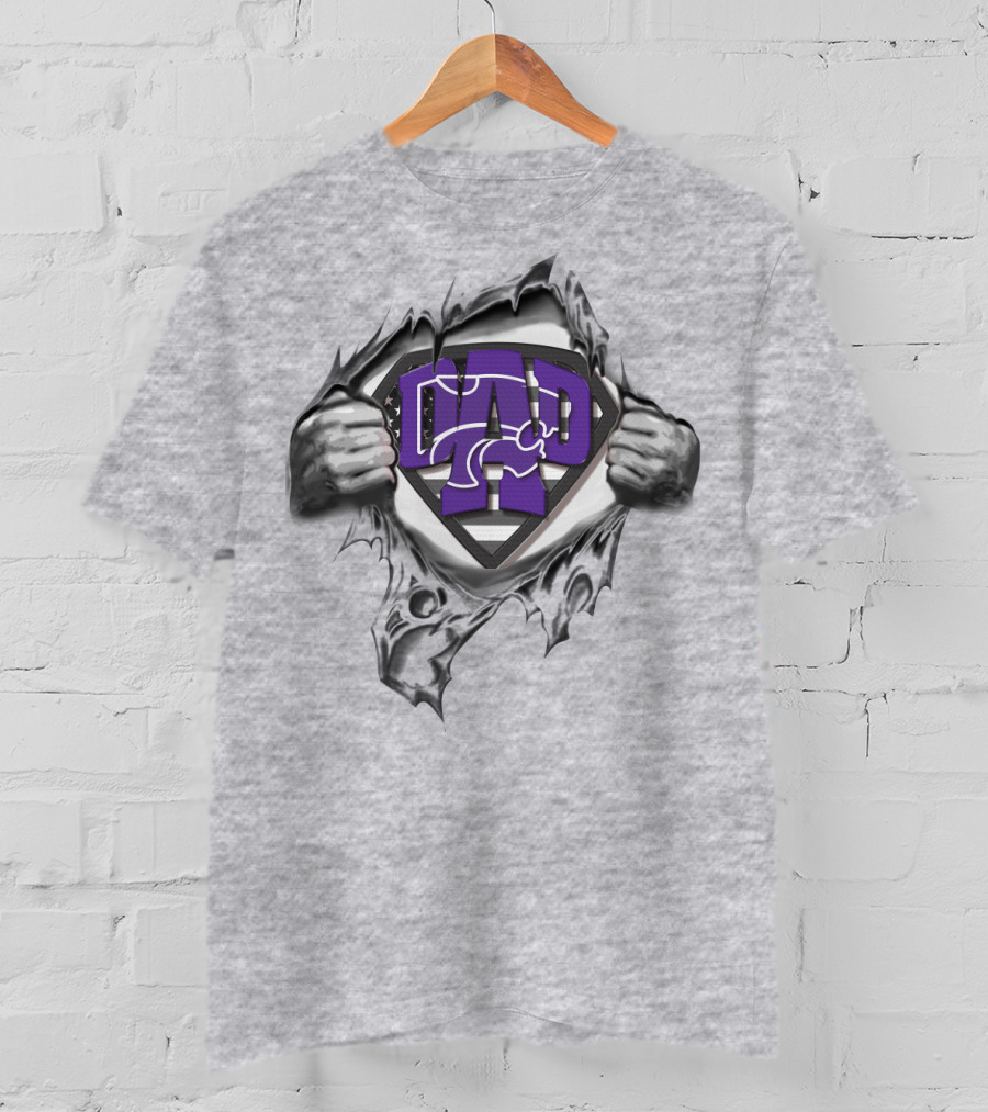 Superdad Kansas State Wildcats Logo Dad Torn Shield T-Shirt