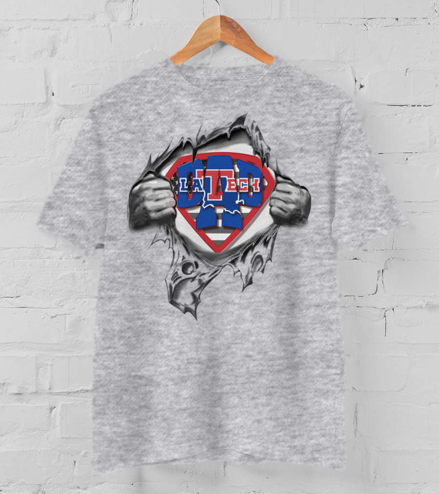 Superdad LA Tech Bulldogs Superhero Shield Louisiana T-Shirt