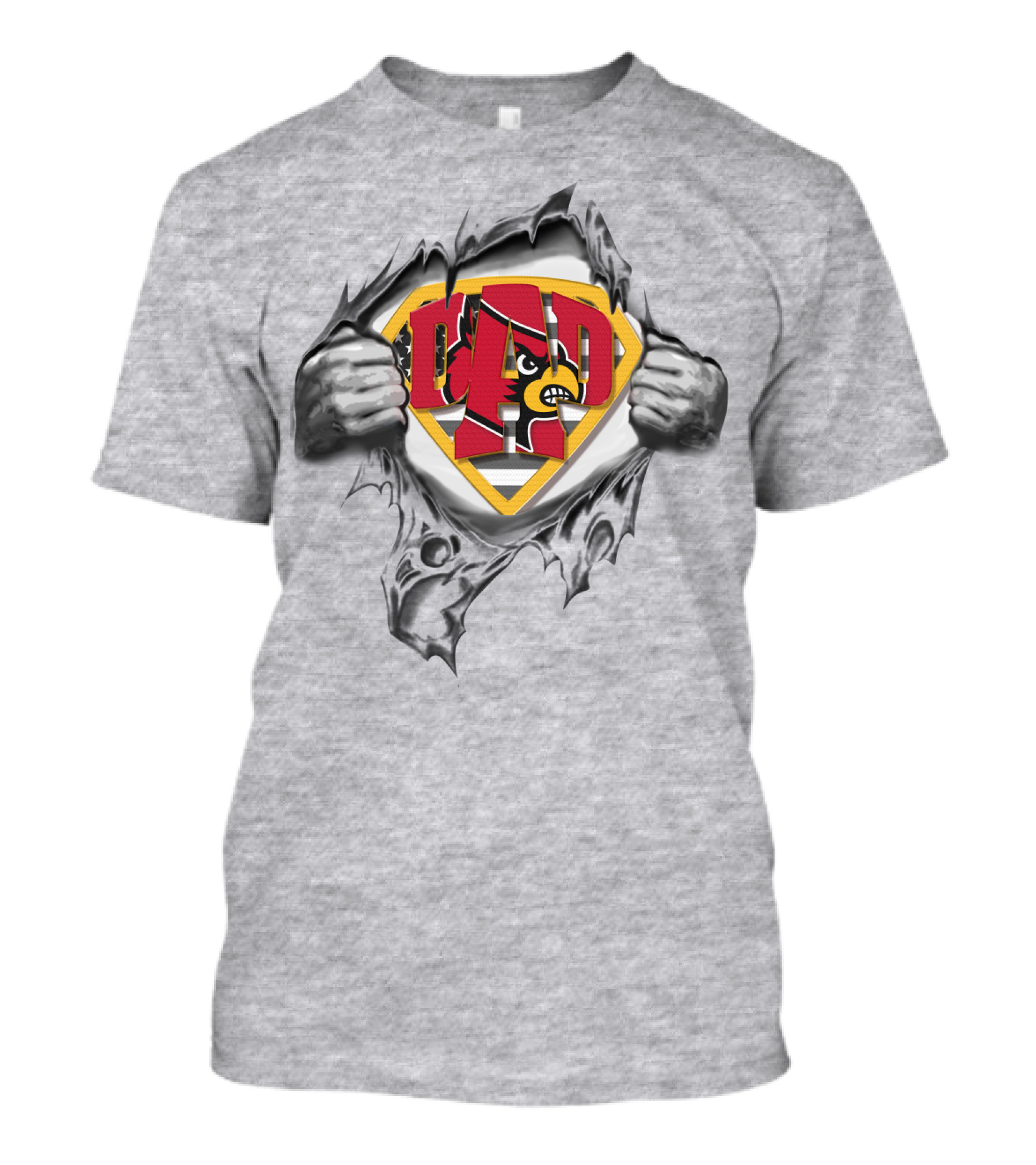 Superdad Louisville Cardinals Emblem Superman Style Rip T-Shirt