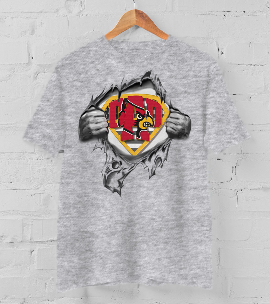 Superdad Louisville Cardinals Emblem Superman Style Rip T-Shirt