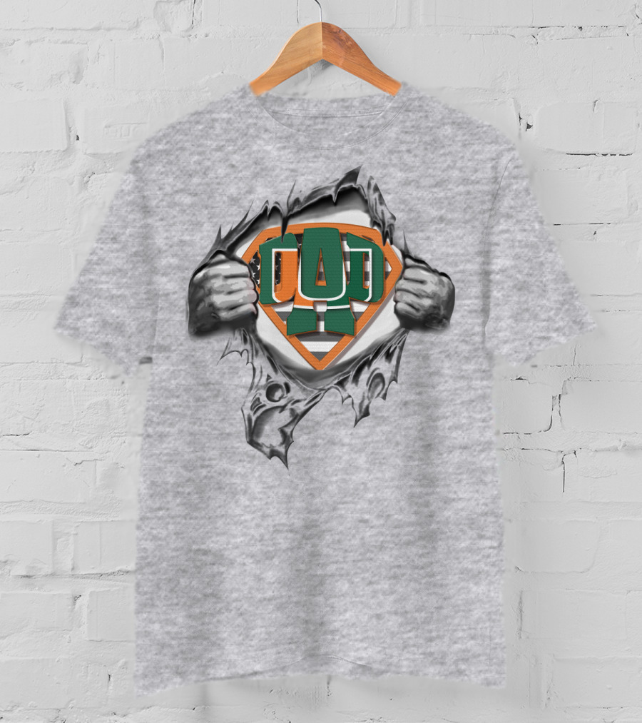 Superdad Miami Hurricanes Logo Chest Ripping T-Shirt