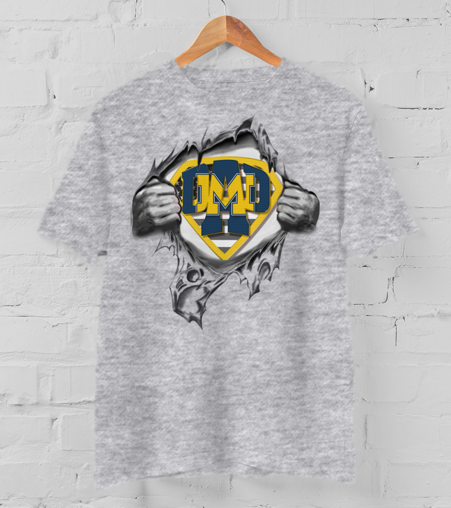 Michigan Wolverines Superdad Superhero T-Shirt