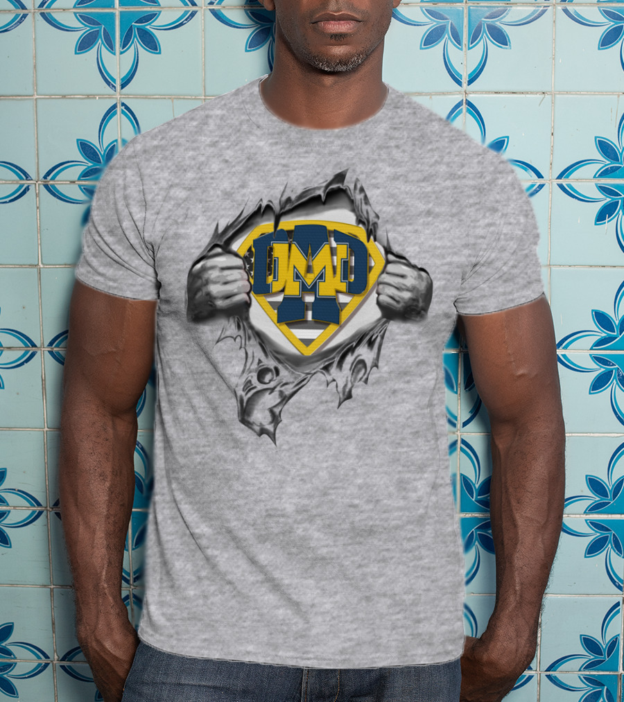 Michigan Wolverines Superdad Superhero T-Shirt