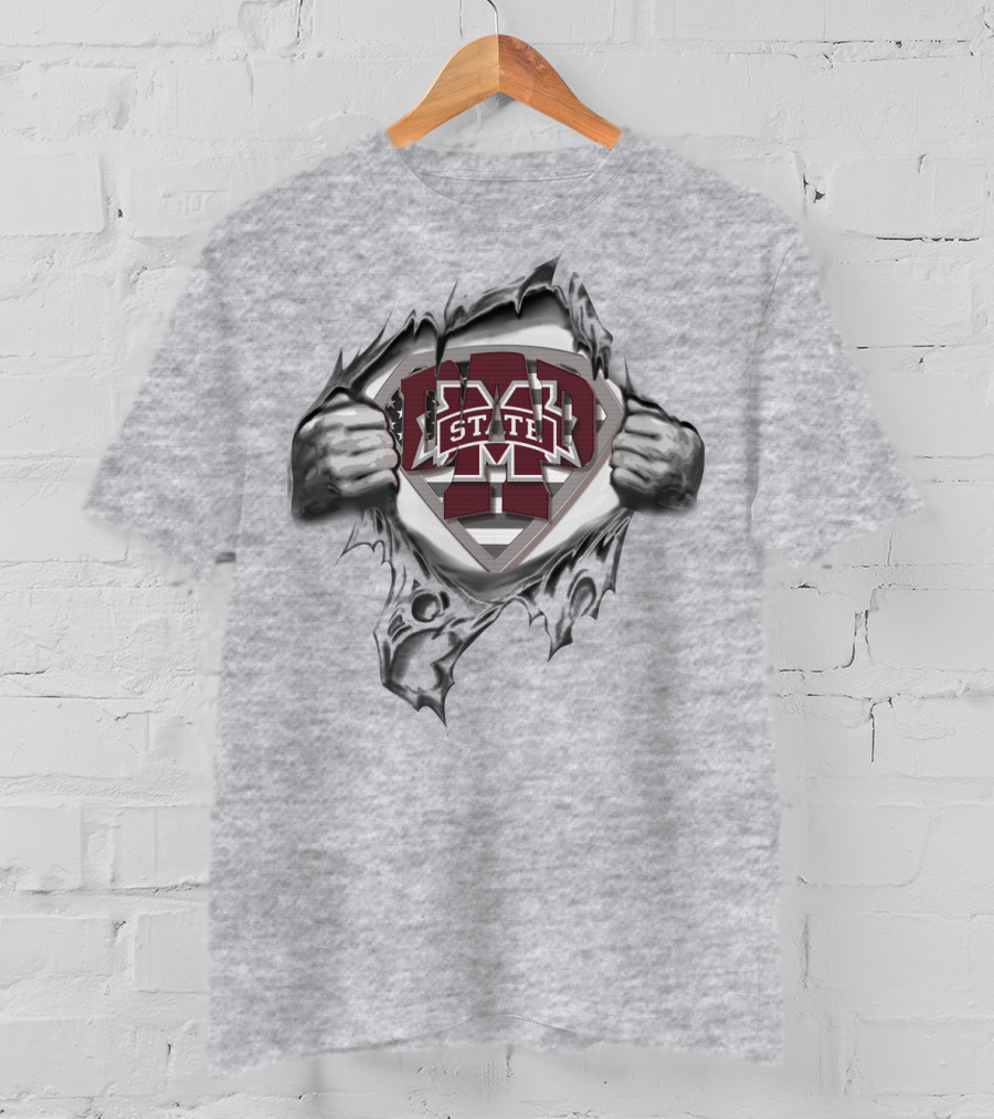 SUPERDAD Mississippi State Bulldogs Logo Superman T-Shirt