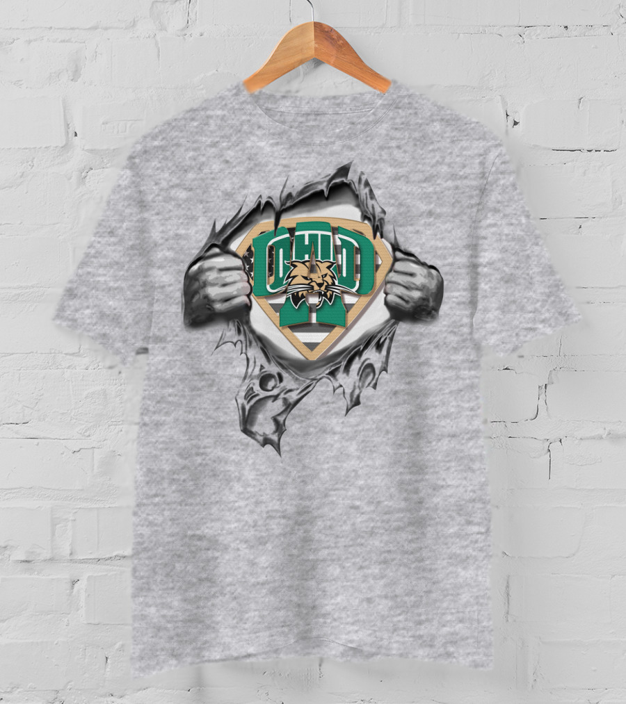 Superdad Ohio Bobcats Logo Chest Tearing T-Shirt