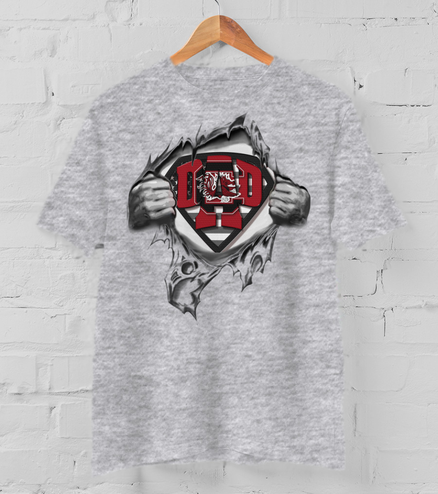 Superdad South Carolina Gamecocks Dad Emblem Pulling Open T-Shirt