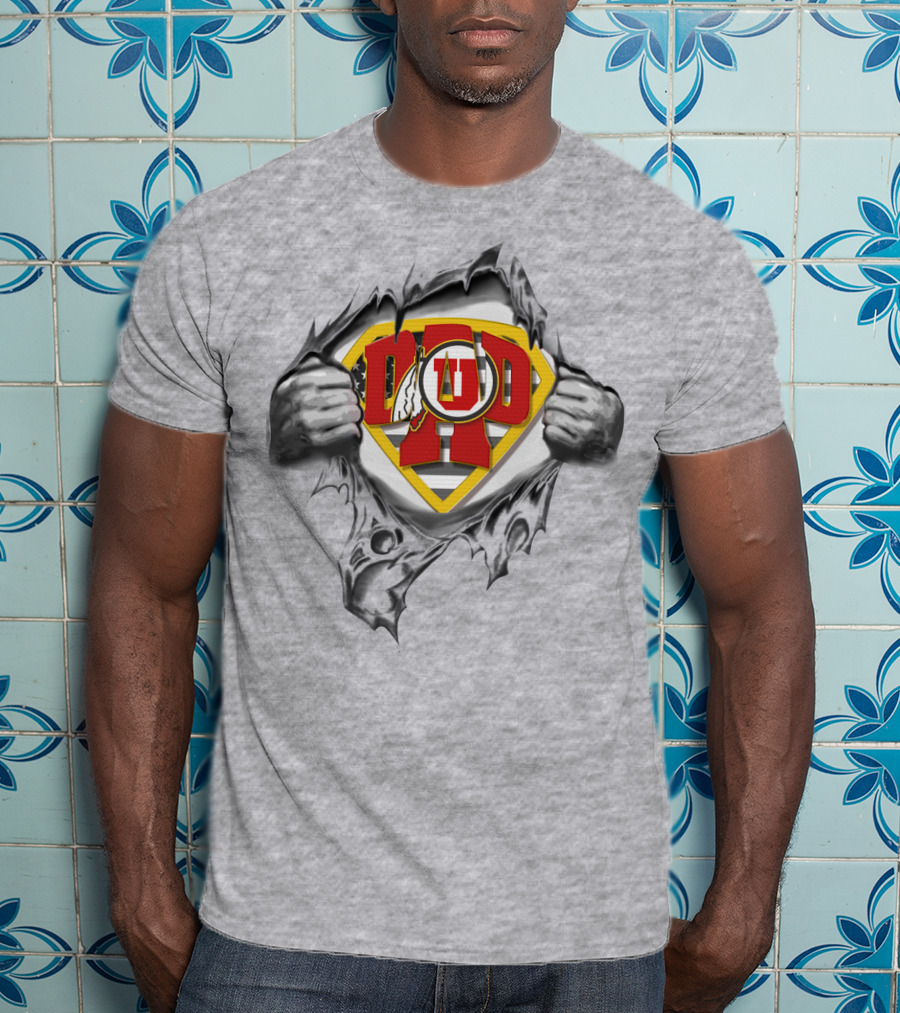 Superdad Utah Utes Logo Torn Chest T-Shirt
