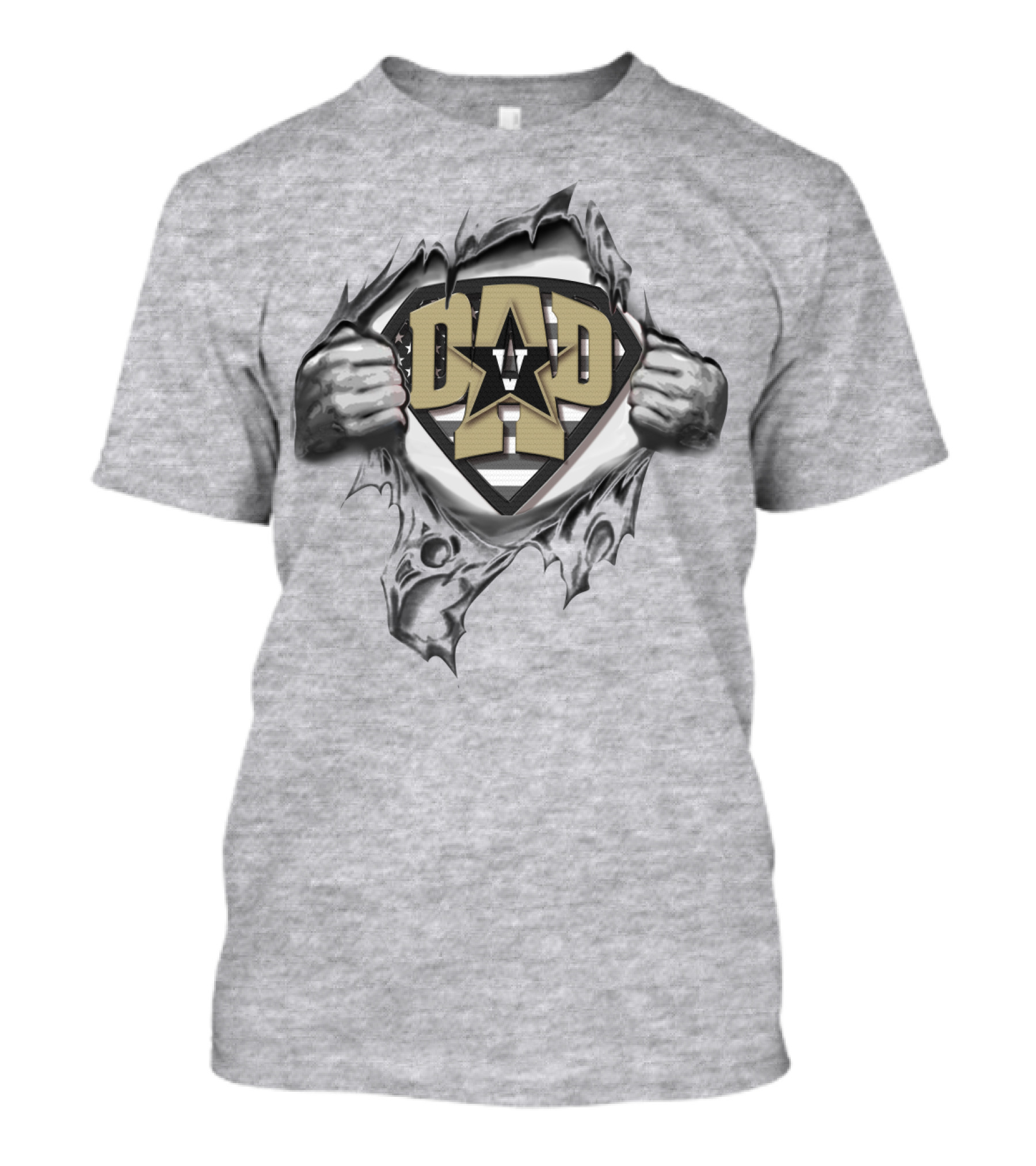 Superdad Dad Vanderbilt Commodores Star Logo 3D Effect T-Shirt