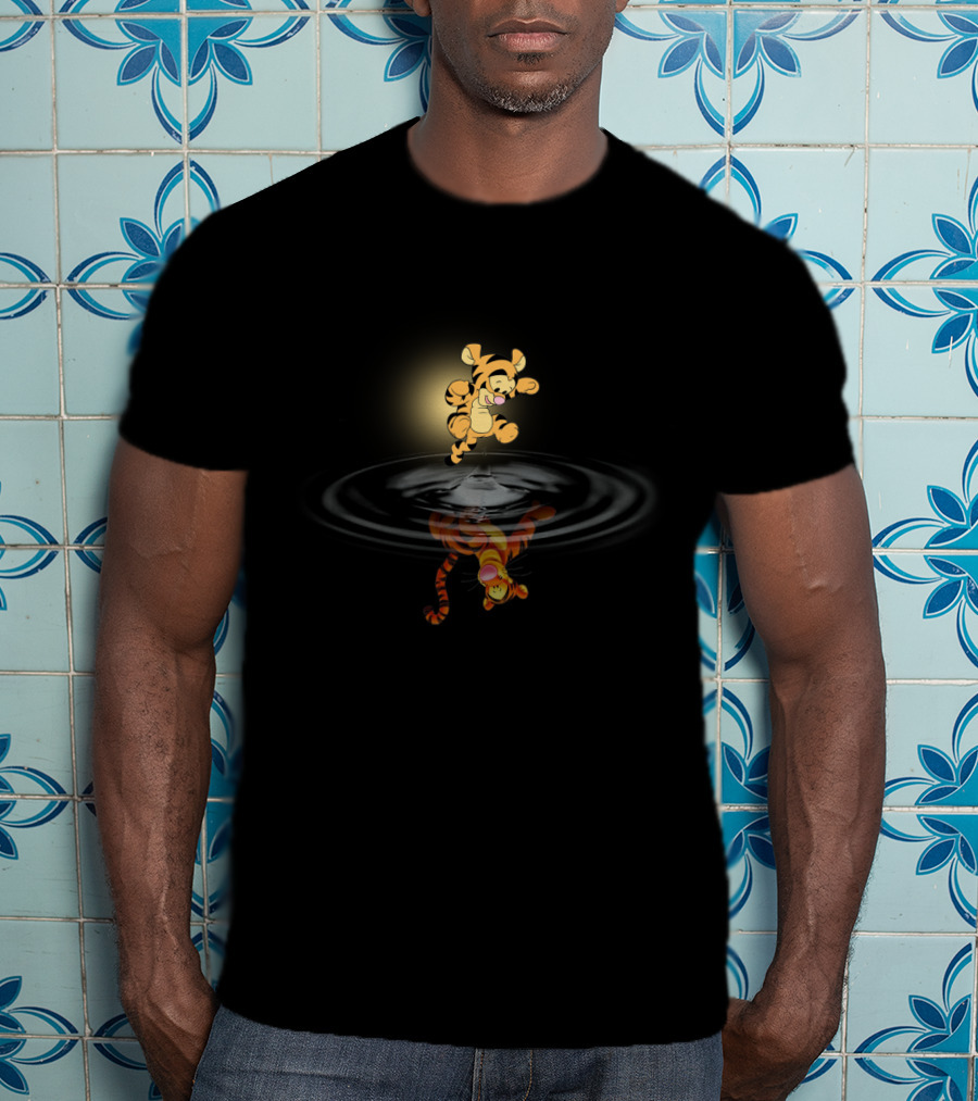 Winnie The Pooh Tigger Reflection In Water Pool T-Shirt