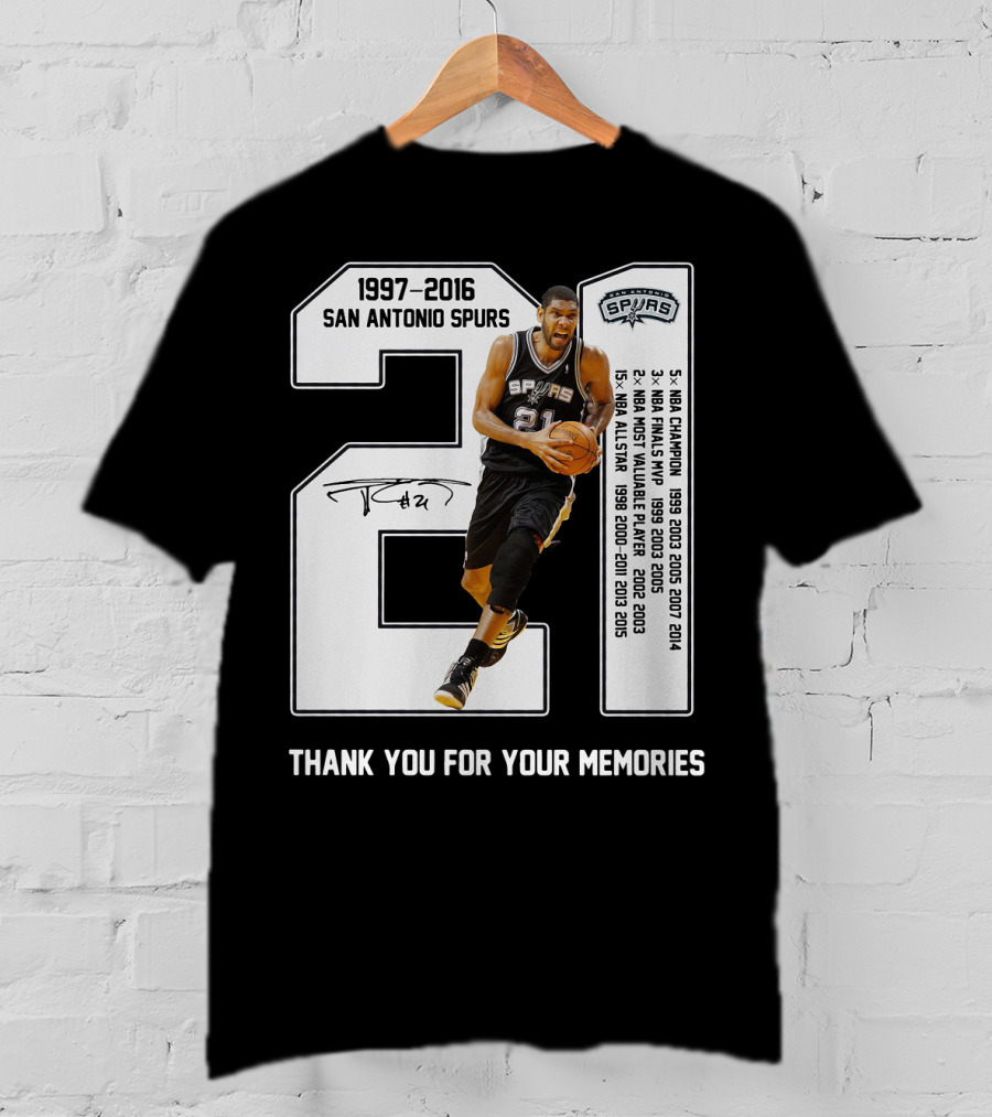 1997-2016 San Antonio Spurs 21 Thank You For Your Memories T-Shirt