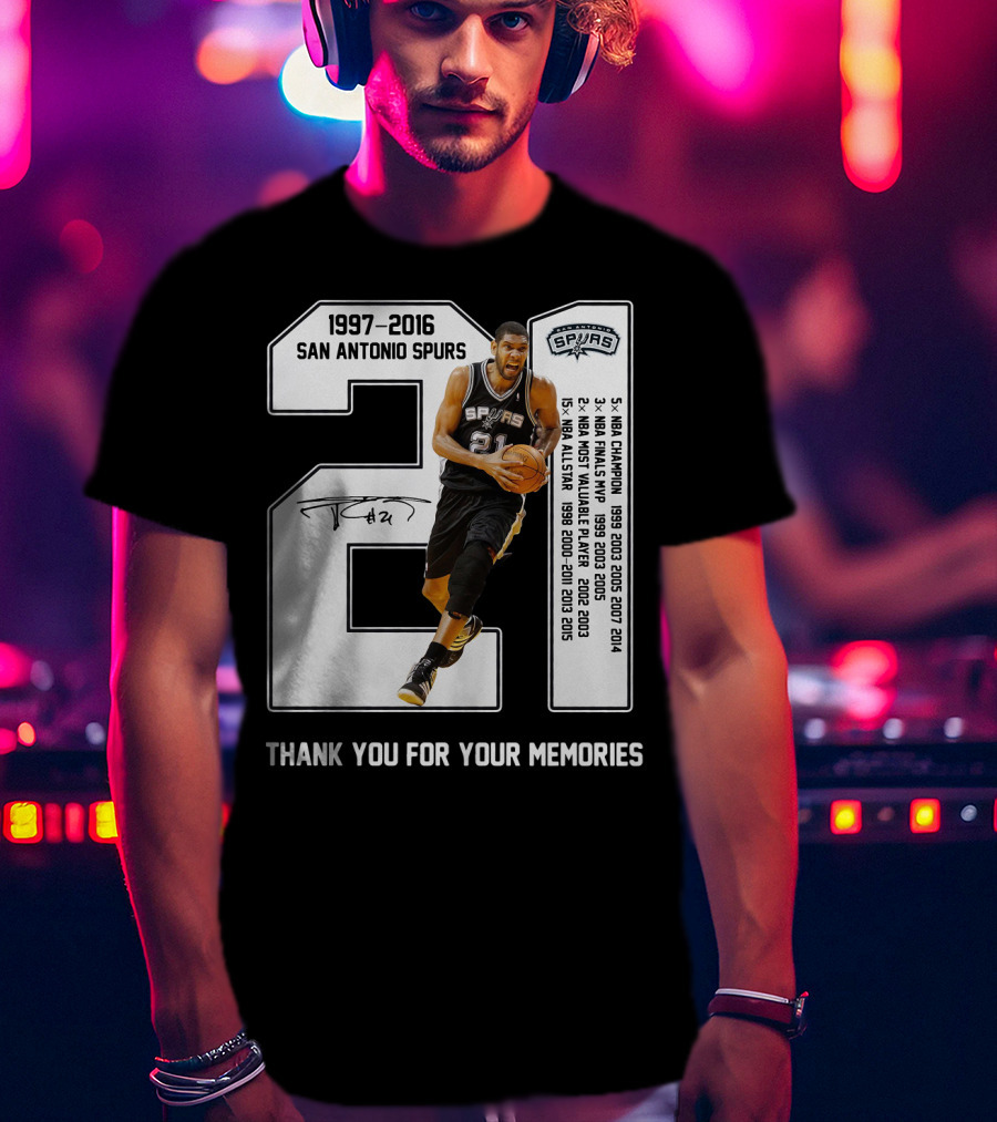 1997-2016 San Antonio Spurs 21 Thank You For Your Memories T-Shirt