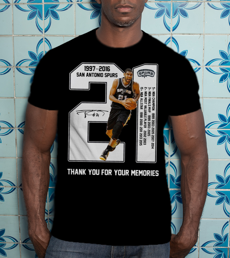 1997-2016 San Antonio Spurs 21 Thank You For Your Memories T-Shirt