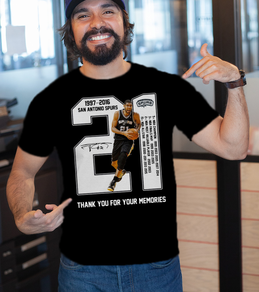 1997-2016 San Antonio Spurs 21 Thank You For Your Memories T-Shirt