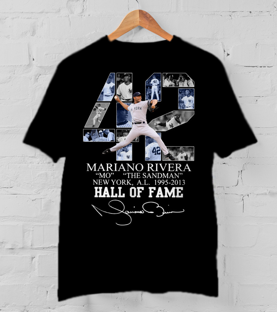 Mariano Rivera Mo The Sandman New York A.l. 1995-2013 Hall Of Fame T-Shirt