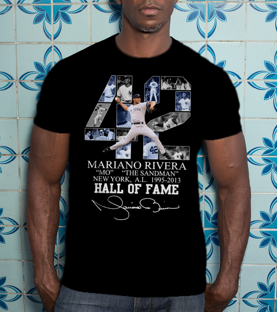 Mariano Rivera Mo The Sandman New York A.l. 1995-2013 Hall Of Fame T-Shirt