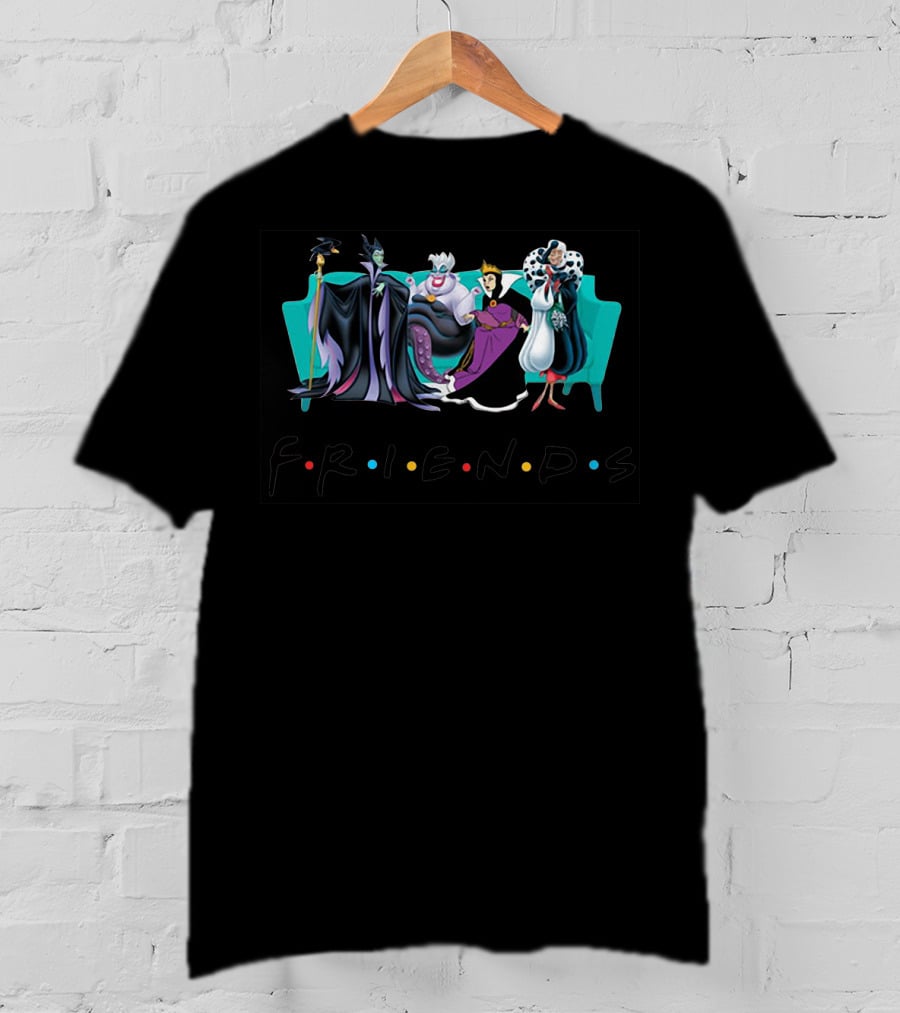 Disney Villains Friends Couch Maleficent Ursula Evil Queen Cruella De Vil T-Shirt