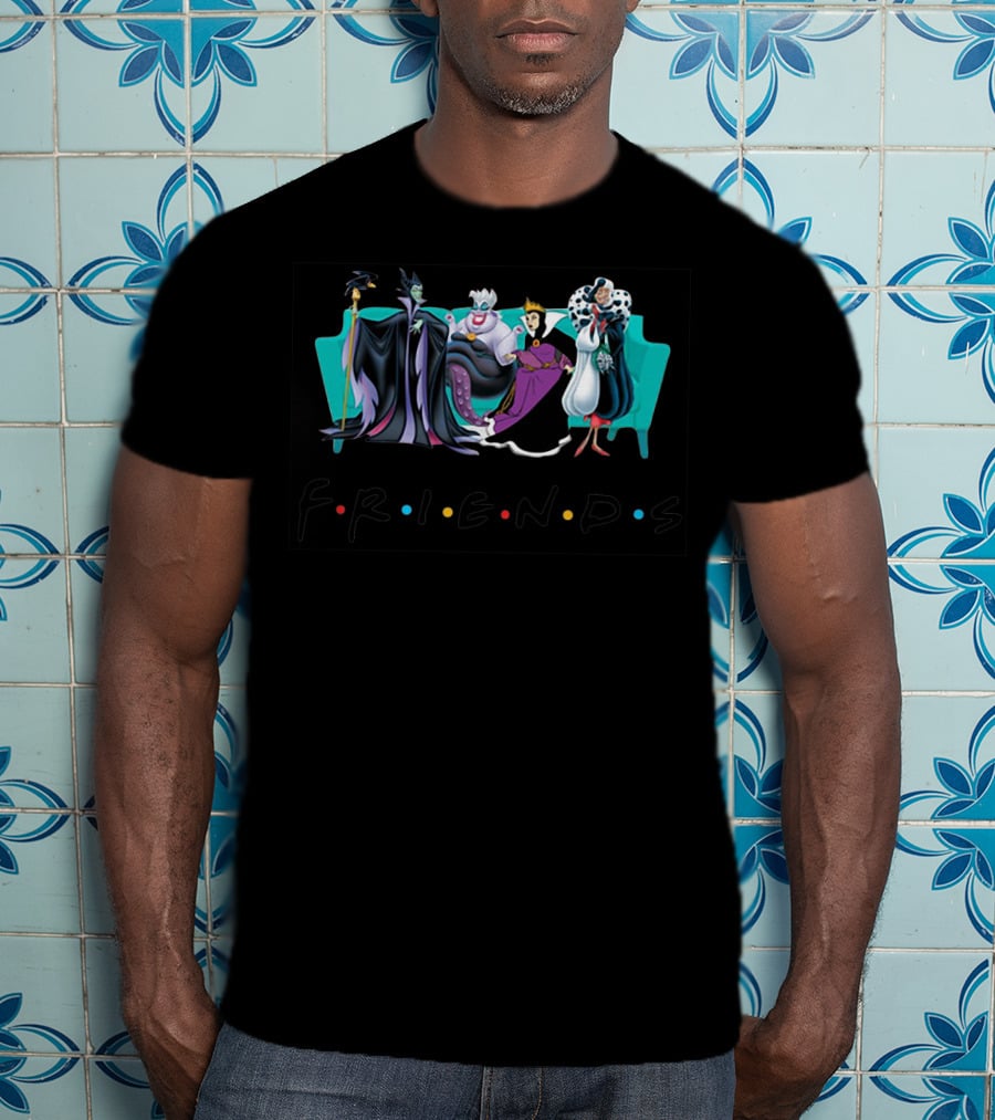 Disney Villains Friends Couch Maleficent Ursula Evil Queen Cruella De Vil T-Shirt