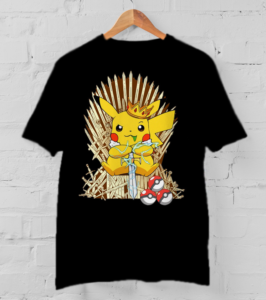 Pikachu Throne King With Sword And Pokeballs Game Of Thrones Style T-Shirt