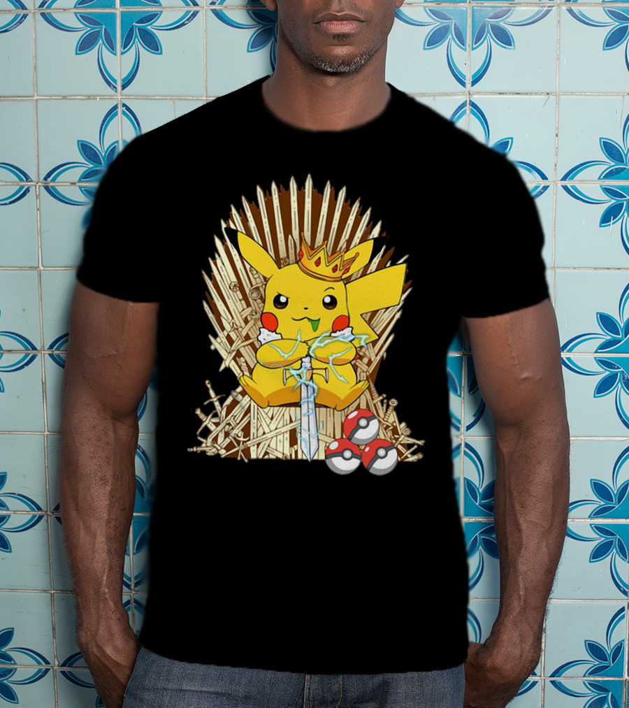 Pikachu Throne King With Sword And Pokeballs Game Of Thrones Style T-Shirt