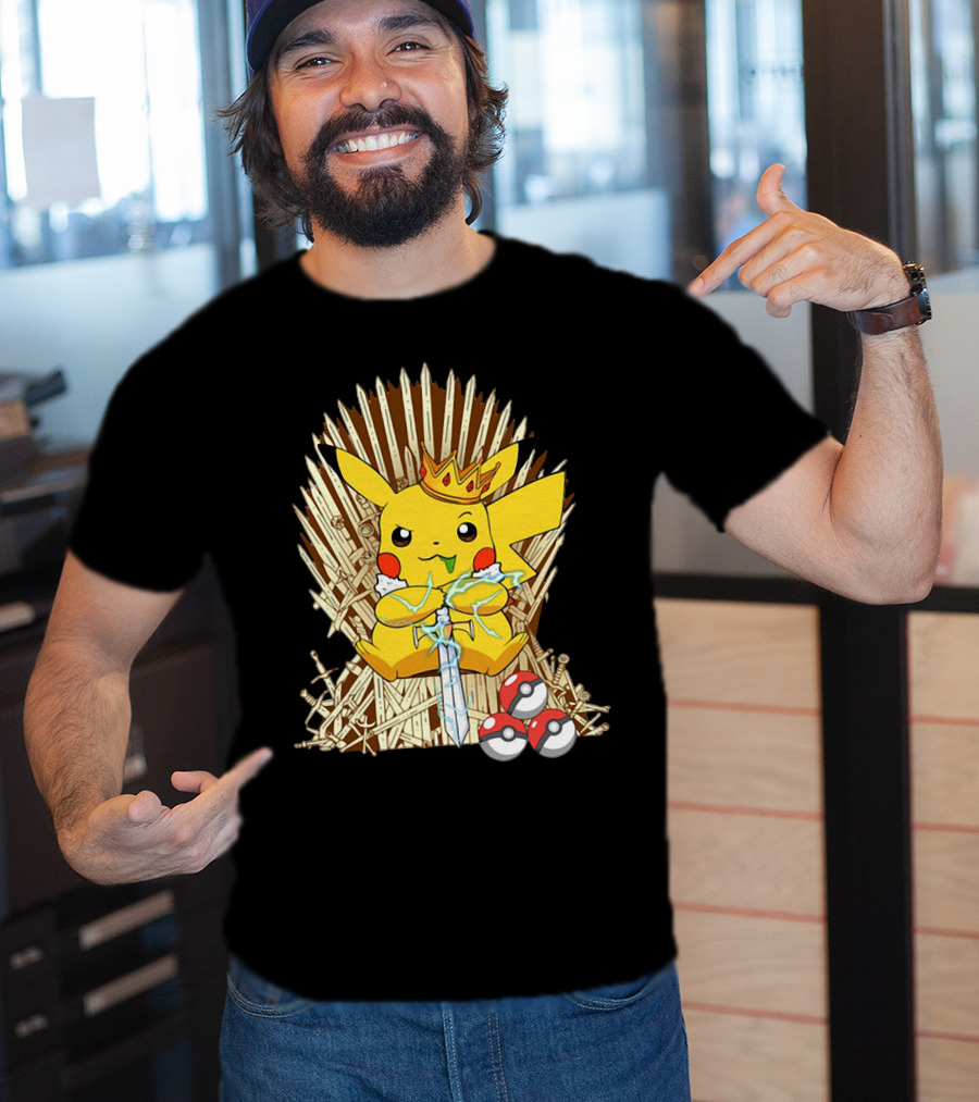 Pikachu Throne King With Sword And Pokeballs Game Of Thrones Style T-Shirt