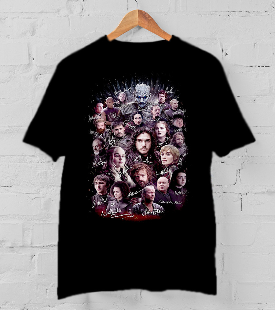 Game Of Thrones Characters Collage With Authentic Signatures T-Shirt