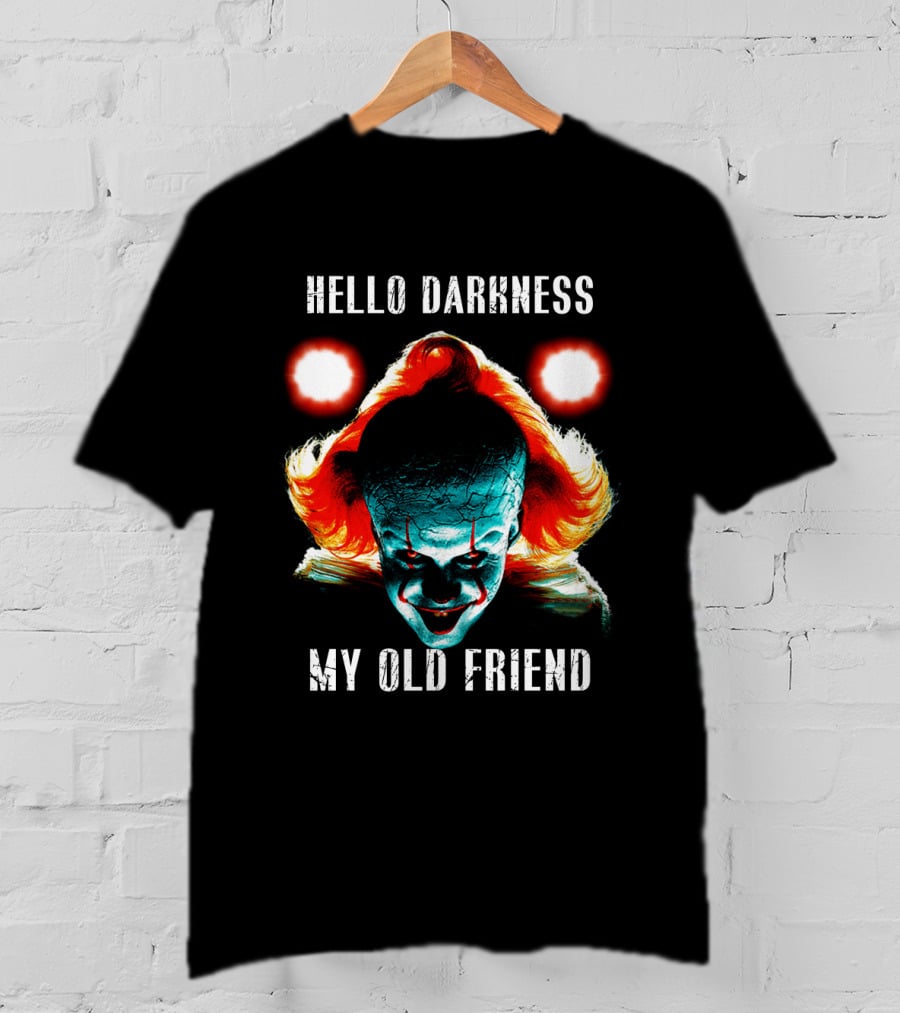 Pennywise Clown Artwork Hello Darkness My Old Friend Horror T-Shirt