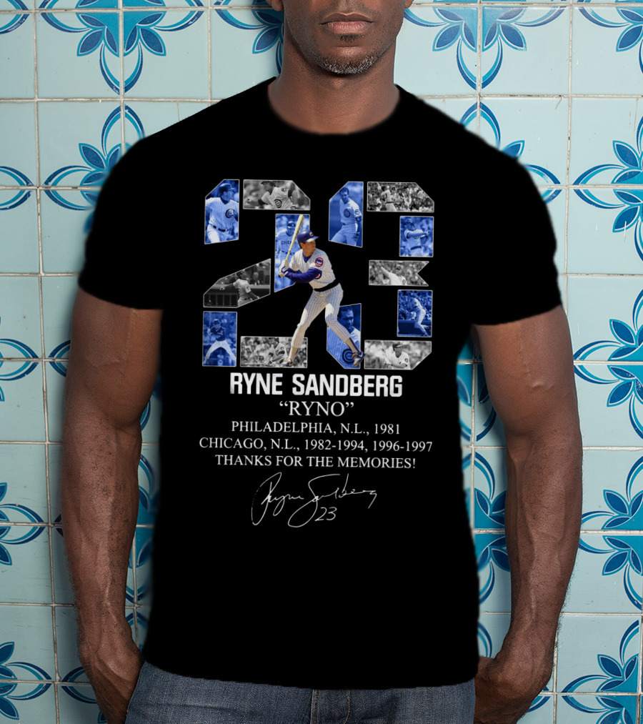 Ryne Sandberg Ryno 23 Thanks For The Memories Philadelphia Chicago Cubs Baseball Career Highlights T-Shirt