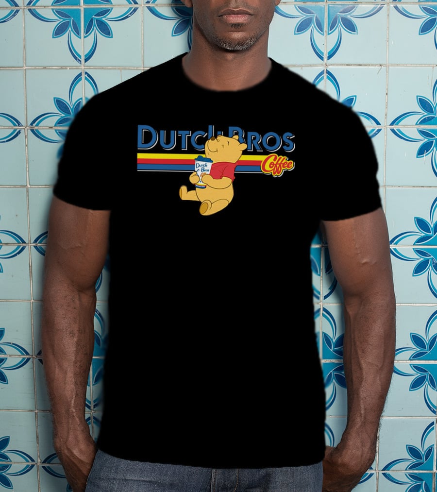 Dutch Bros Coffee Winnie The Pooh Sipping Drink T-Shirt