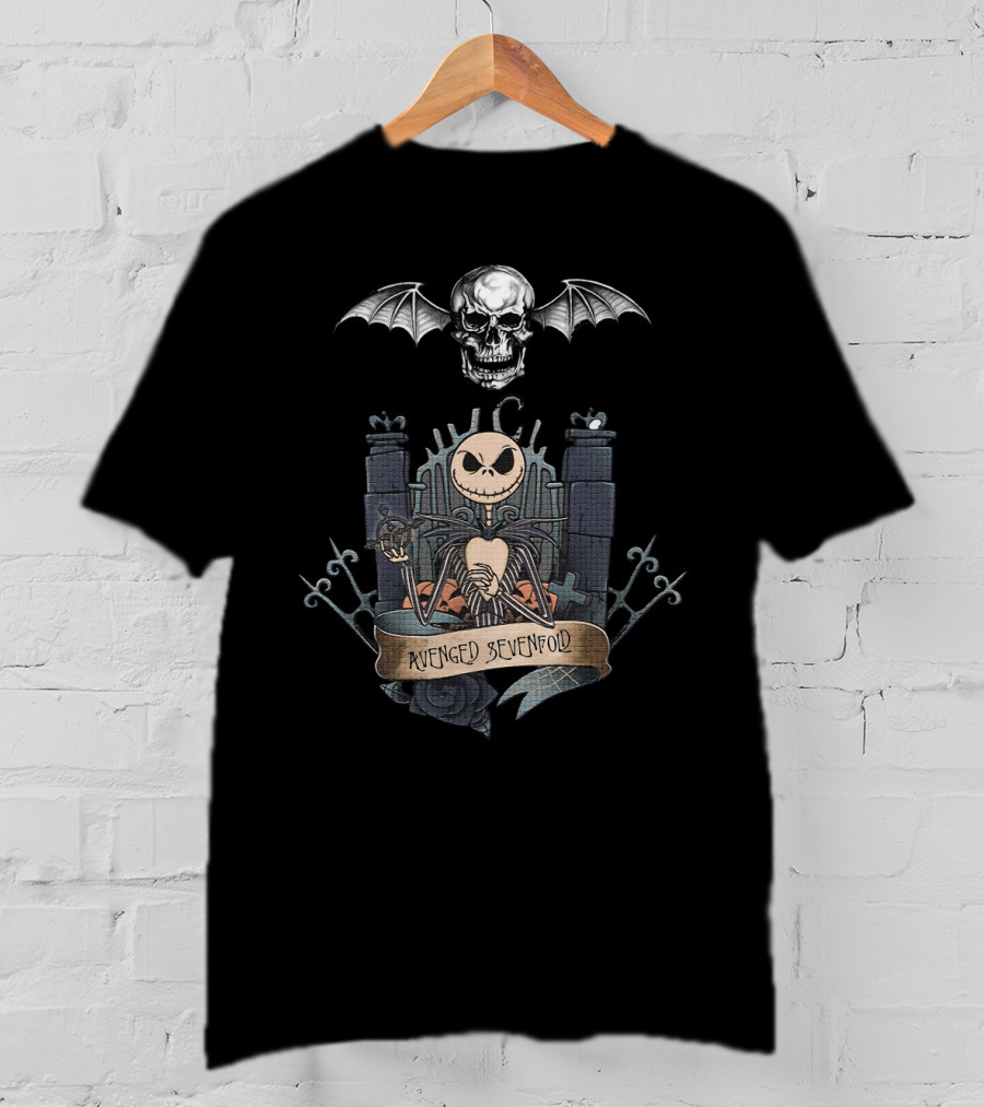 Jack Skellington Avenged Sevenfold Bat Skull Gothic Crossover T-Shirt